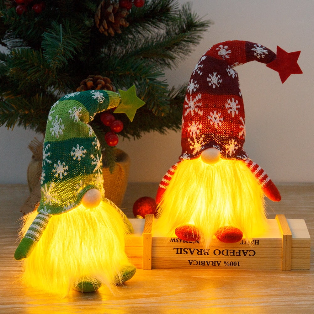 Homgreen Christmas Gnome with Light Timer 12 Inches Set of 2 Knitted