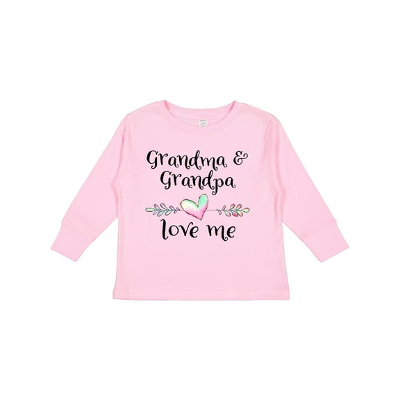 Inktastic Grandma and Grandpa Love Me Heart Grandchild Boys or Girls Long Sleeve Toddler T-Shirt