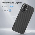 thumbnail image 3 of Funda memumi de fibra de aramida para iPhone 17, delgada 0.5 mm, gris negro, 3 of 7