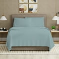 thumbnail image 3 of Color Sense Soft Finish Microfiber Percale Full Bed Sheet Set – 4-Piece Lightweight, Wrinkle-Resistant, Quick-Dry, Aqua, 3 of 9