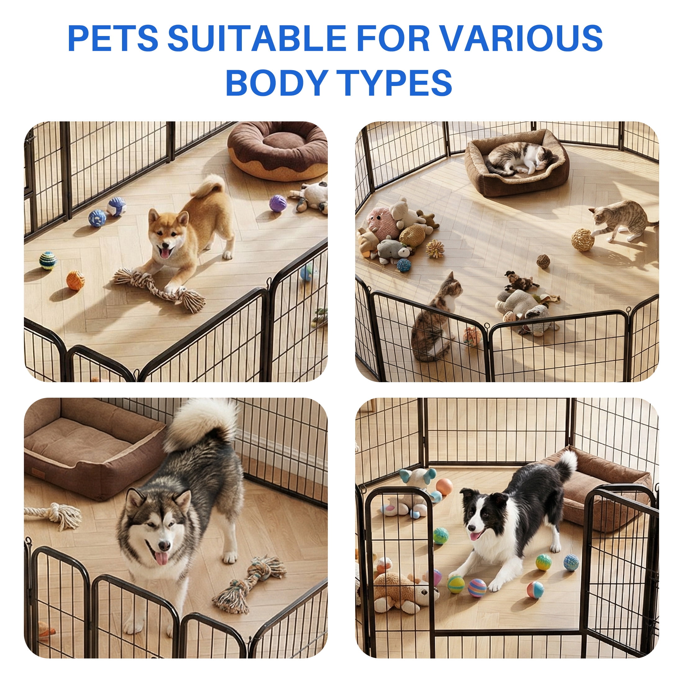 edx Dog Playpen, 2 Panels 24" Foldable Heavy Duty Metal Puppy Exercise Pen with Doors Indoor Outdoor