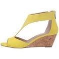 thumbnail image 2 of Charles David Gallo Sunshine Yellow Low Cork Wedge Open Toe T-strap Sandals (Sunshine Yellow, 7), 2 of 6