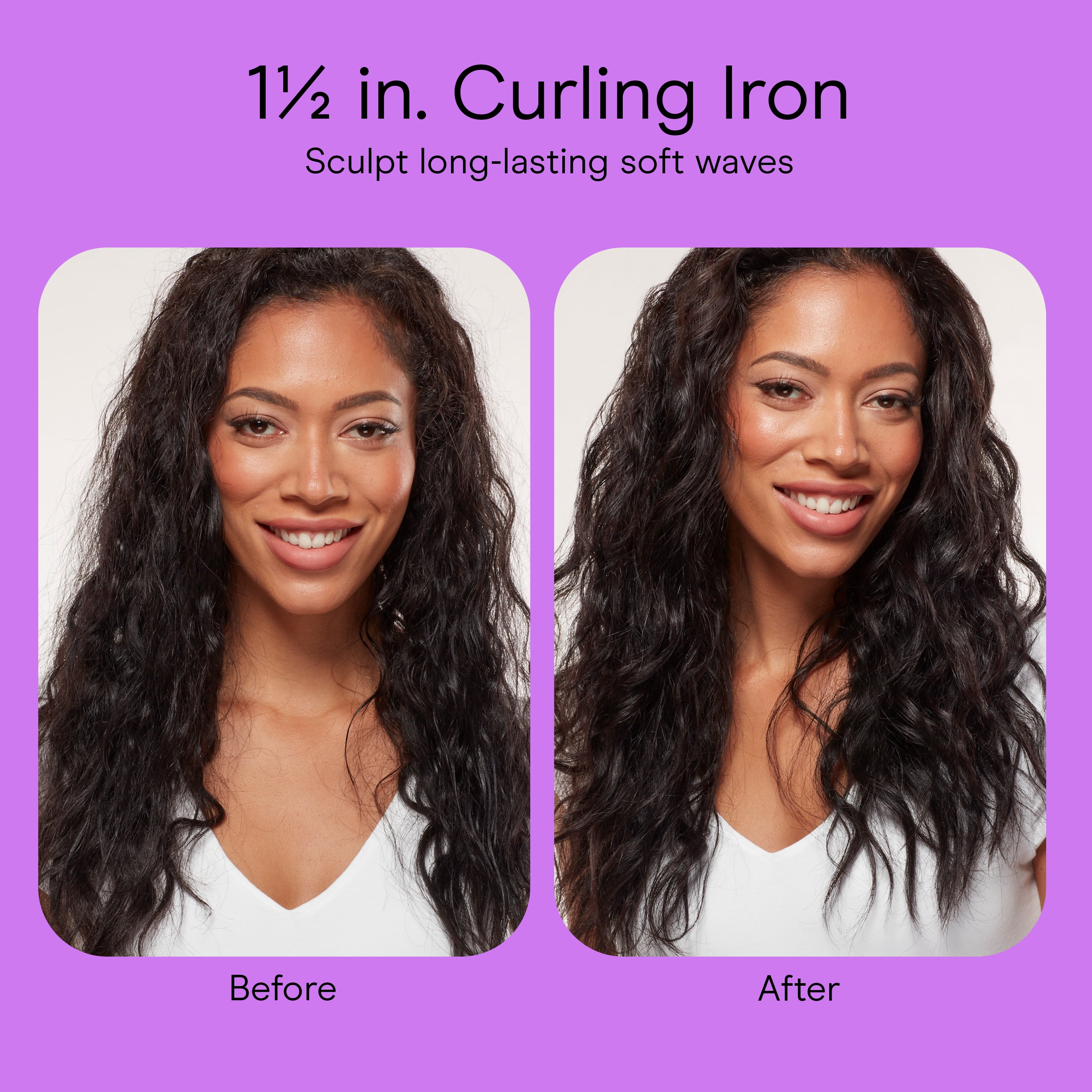 Conair Double Ceramic 1-1/2" Curling Iron, Creates Loose Curls & Beachy Waves, LED Screen, 5 Heat Settings