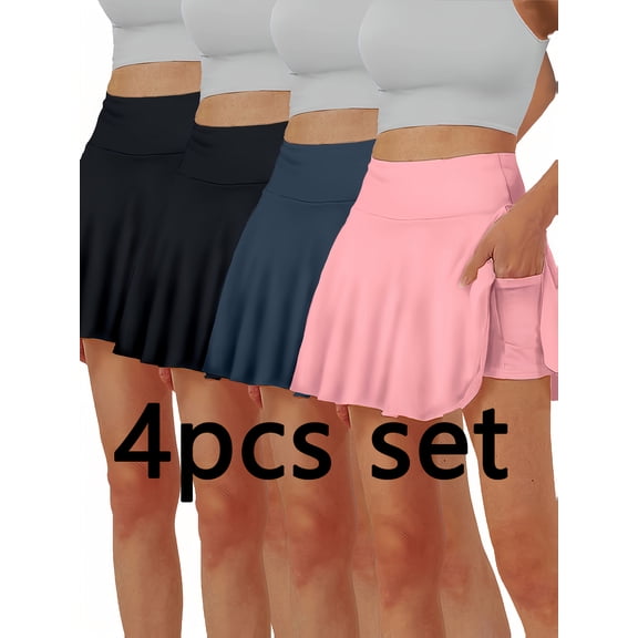 joyinspring elegant 4pcs women's skirt, skort shorts with pocket, athletic wrap skorts for women, 2025 casual summer dresses