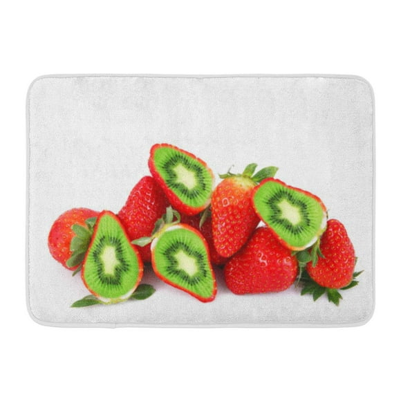YUSDECOR Alimentation White Absurd Strange Ibrid Fruit Strawberry Kiwi Agriculture Bio Rug Doormat Bath Mat 23.6x15.7 inch
