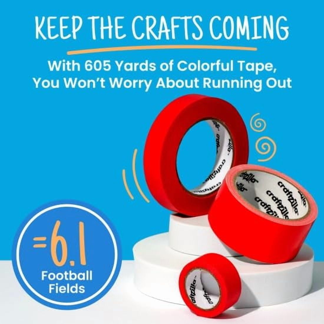 Craftzilla Colored Masking Tape - 11 Roll Multi- Pack  55 Yards X 1 In Colorful Craft Tape- Great For Arts & Crafts Labeling And Color- Coding