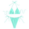 thumbnail image 4 of DHFJKG Bikini Sets For Women Solid Color 2 Piece Swimsuits Halter Tie Side Triangle Bathing Suit With Thong Bottoms Stylish Beachwear, 4 of 4