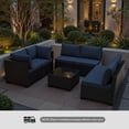 thumbnail image 2 of Patio Furniture Set 7 Piece - All-Weather - Wicker Rattan Patio Outdoor Conversation Set, Modular Sectional Sofa for Backyard, Garden, Poolside, Balcony, Porch, Patio,Black/Navy Blue, 2 of 6