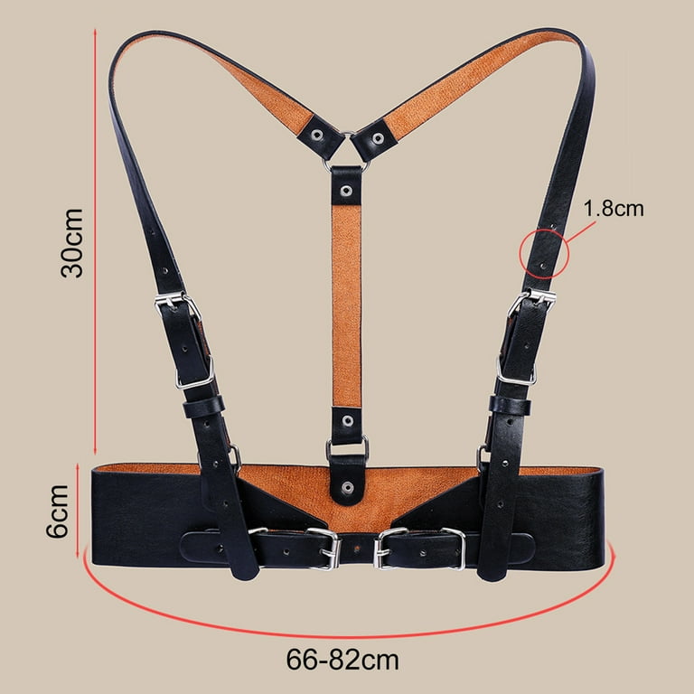Hesroicy Women Cincher Adjustable Punk Style Pin Buckle Double Straps  Elastic Decorate Fashion Accessories Sexy Faux Leather Body Harness Belt  for Daily Wear 