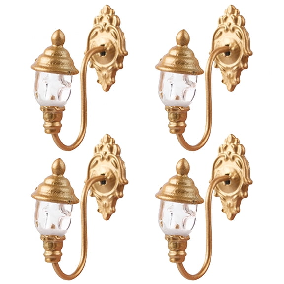 HIBIBUD Miniature Battery Lights 4Pcs Dollhouse Wall Lamp 1:12 Scale Toy Models