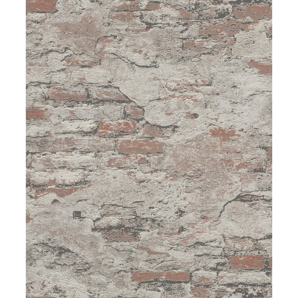 Rasch Templier Brown Distressed Brick Wallpaper Walmart Com Walmart Com