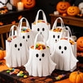 thumbnail image 6 of Halloween Ghost Paper Gift Bags Party Favor Bags with Handle 6x8x3 Inch Trick-or-Treat Candy Goodie Pastel White for Spooky Birthday Holiday Party Supplies 8PC, 6 of 9