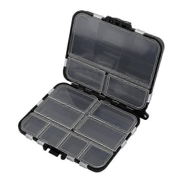 Black 26 Individual Compartments Portable Fishing Baits Durable Plastic Storage Box