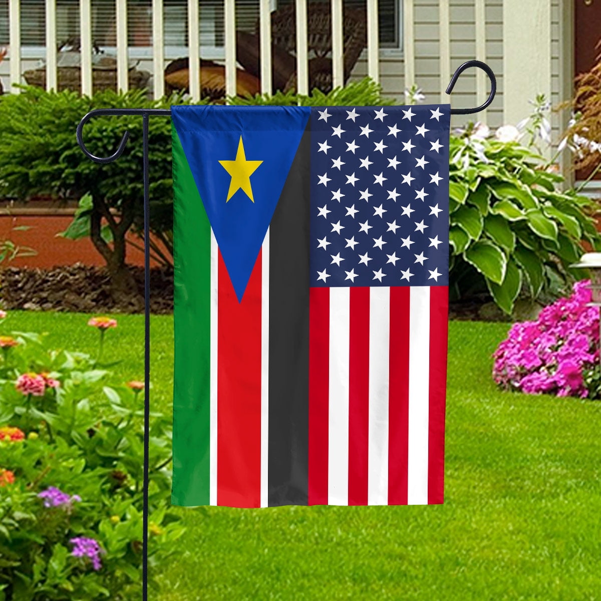 American South Sudan Flag South Sudanese Friendship U.S.A Memorial Day Patriotic For Garden Flag, Double-Sided Decorative Outdoor Flag, Polyester Yard Flag 12 x 18 in