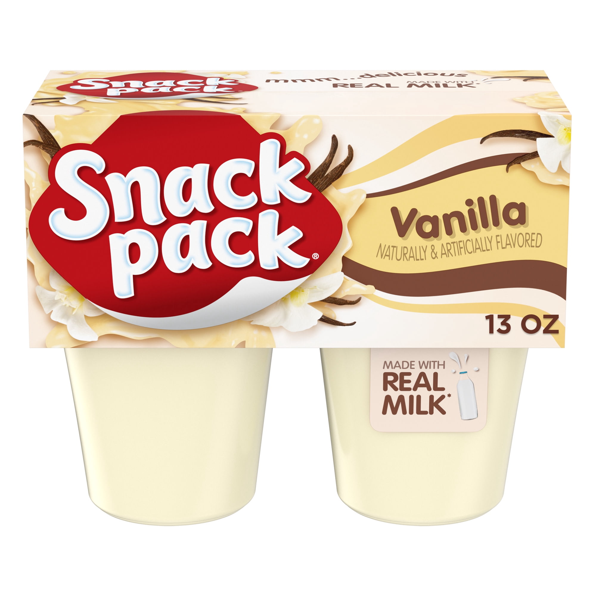 (8 pack) Snack Pack Vanilla Pudding, 3.25 oz Pudding Cups, 4 Count