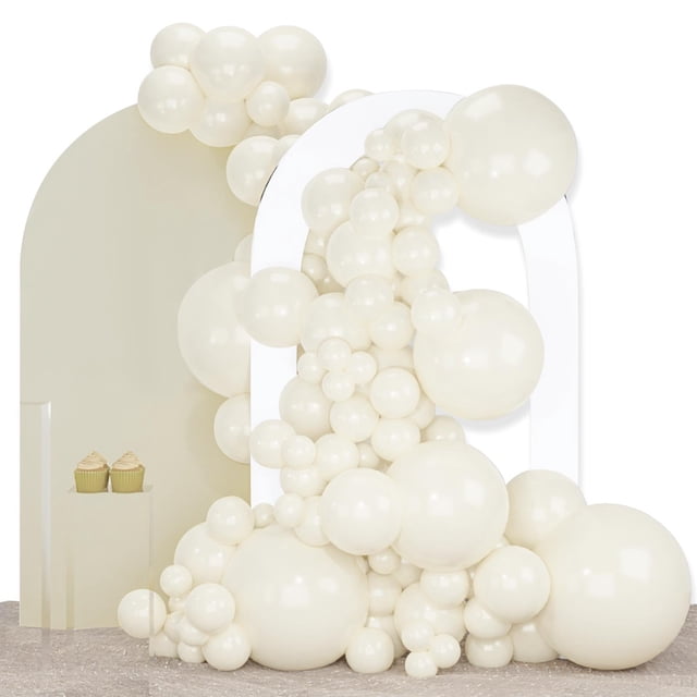 Kit de arco de globos PartyWoo de 140 piezas, beige, crema e marfil