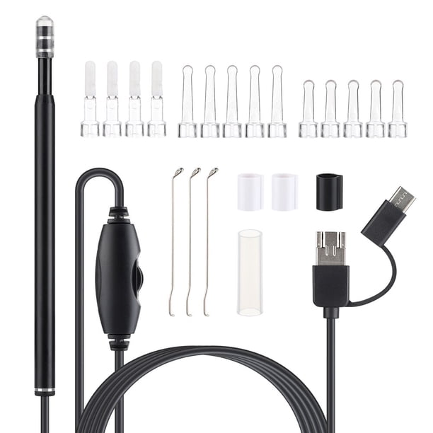 Otoscopio Visual de 5,5mm con LED hdendoscopio, limpieza de Canal auditivo, cera para los oídos, examen Oral, soporte para sistema Android, ordenador
