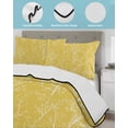 thumbnail image 4 of Quilts Twin Size Bedding Set, Yellow Botanical Lightweight Quilted Comforter, Vintage Floral Plants Branch Soft Reversible Bedspread Coverlet with Pillow Covers for All Season, 68" x 86", 4 of 7
