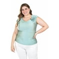 thumbnail image 1 of Blusa satinada con flor Roman Fashion/Tallas Extras, 1901 (Menta) verde claro 38, 1 of 6