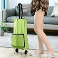 thumbnail image 3 of Bizhua Folding Shopping Cart Household Trolley Shopping Bag Folding Trolley Shopping Cart Green2 in 1 Foldable Shopping Cart Folding Shopping Cart Folding Tug Cart Shopping, 3 of 8