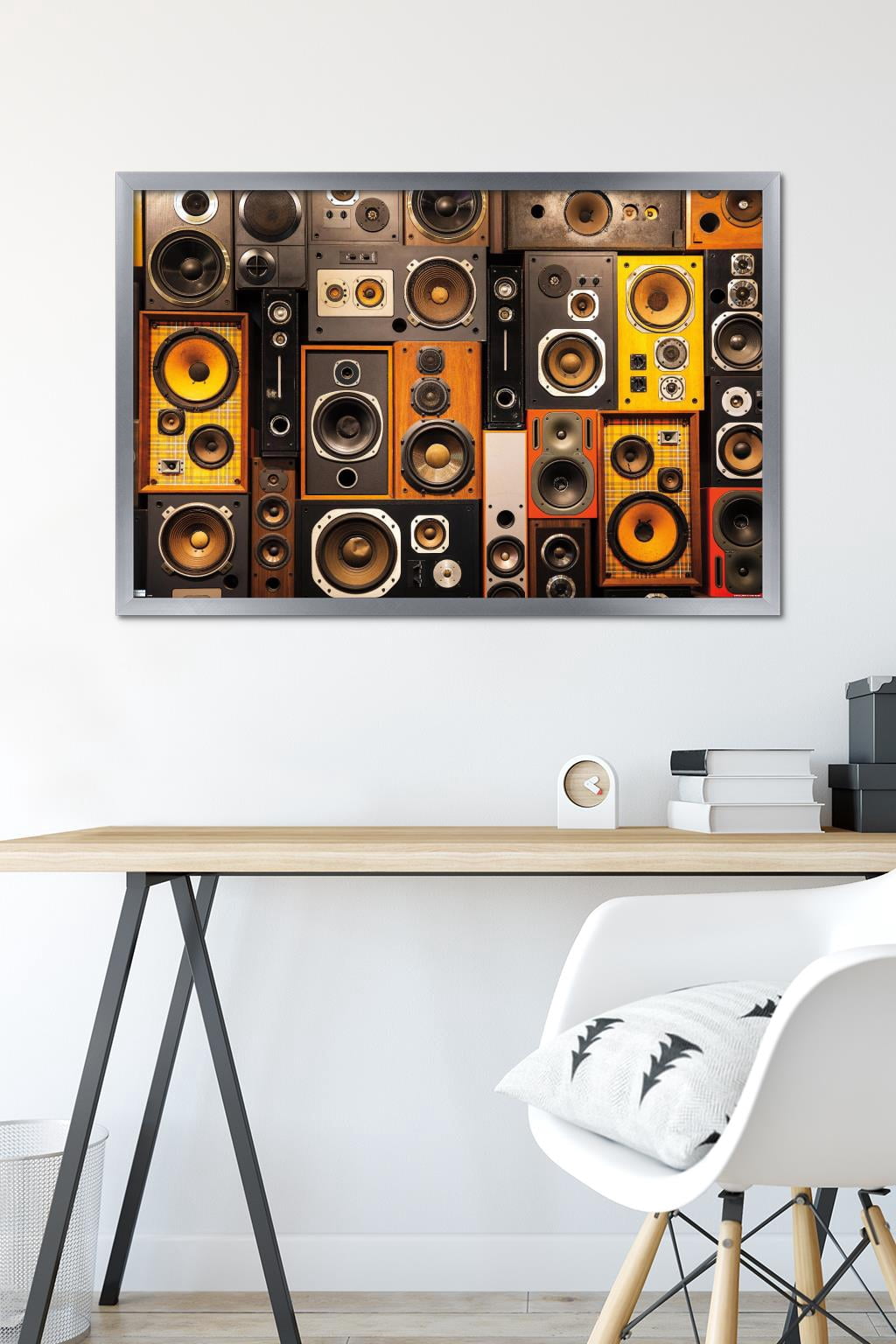 Retro Speaker Wall Wall Poster, 22.375" x 34" Framed