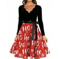 thumbnail image 4 of Women's Fashion Elegant Autumn and Winter Long Sleeve V-Neck Christmas Print Dress in Red XL for Holiday Parties and Casual Wear, Stylish Women's Seasonal Dress,Vermilion,XL, 4 of 4