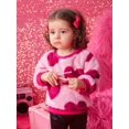 thumbnail image 4 of Baby Girl Heart Print Drop Shoulder Fuzzy Sweatshirt, 4 of 5