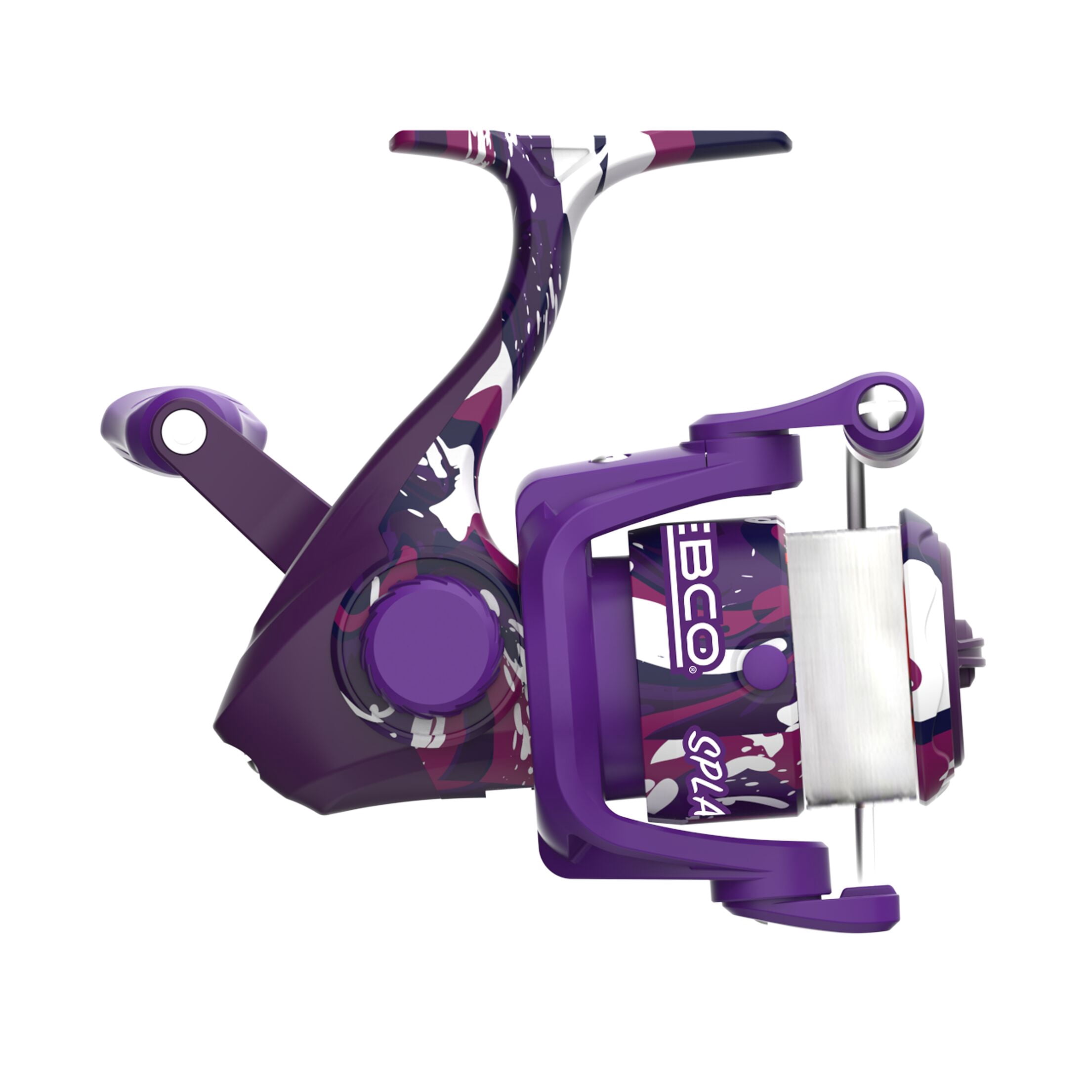 Zebco Splash Spinning Reel and Fishing Rod Combo, 6-Foot 2-Piece Fiberglass Rod, Medium-Light Power, Moderate Action, Size 20 Reel, 5.2:1 Gear Ratio, 2-Bearings, All Metal Gears, Tidepool Purple