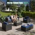 thumbnail image 4 of ClouddWell 6 Piece Outdoor Wicker Patio Furniture Set, Rattan Sectional Sofa Sets with Navy Blue Cushions, 4 of 8