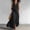 Black, variant on Womens Linen Look 2 Piece Sets With Sleeveless V Neck Vest And Side Slit Maxi Skirt Featuring Functional Pockets And Solid Color Black S