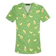 thumbnail image 1 of Camiseta estampada de manga corta con cuello en V, ropa de lavado bucal dental, salón de belleza, hospital de mascotas, médico, enfermera, ropa de trabajo de algodón, 1 of 6