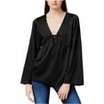 thumbnail image 2 of Kensie Womens Satin Knit Blouse, Black, X-Small, 2 of 2