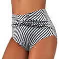 thumbnail image 2 of Women's Summer Beach Bikini Swim Pants Solid Color Striped Waist Length Pleated Comfortable Swimwear for Swimming Pool, 2 of 2