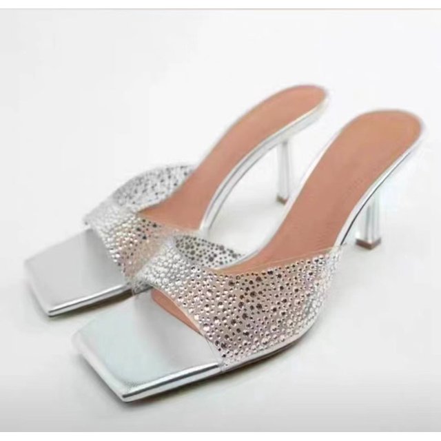 2023 Sandalias transparentes Tacones altos Sandalias de mujer Sandalias de tacón alto Zapatos de diseñador de lujo Mujer Slingback Stiletto Heels37 Gao Jinjia LED