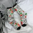 thumbnail image 5 of Fotbe Roses Mixed Zebra 1 Pattern Long Socks for Men & Women – Breathable & Stretchy Compression Socks, Ideal for Running, Travel, and Everyday Wear Size 5-11, 5 of 6