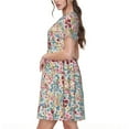 thumbnail image 2 of Naloa Trendy Floral Design Print Womens Summer A-Line Dress with Pockets,Short Sleeve Dresses,Flowy Beach Swing Dress for Vacation Travel, 2 of 6