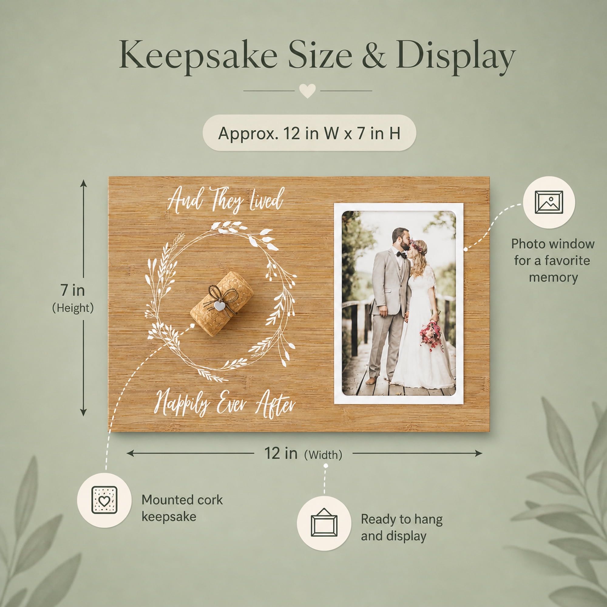 Wedding Cork Keepsake Frame, Bridal Shower Gift for Couple, Unique Newlywed Memory Frame with Gift Box, 7.5 x 12 in
