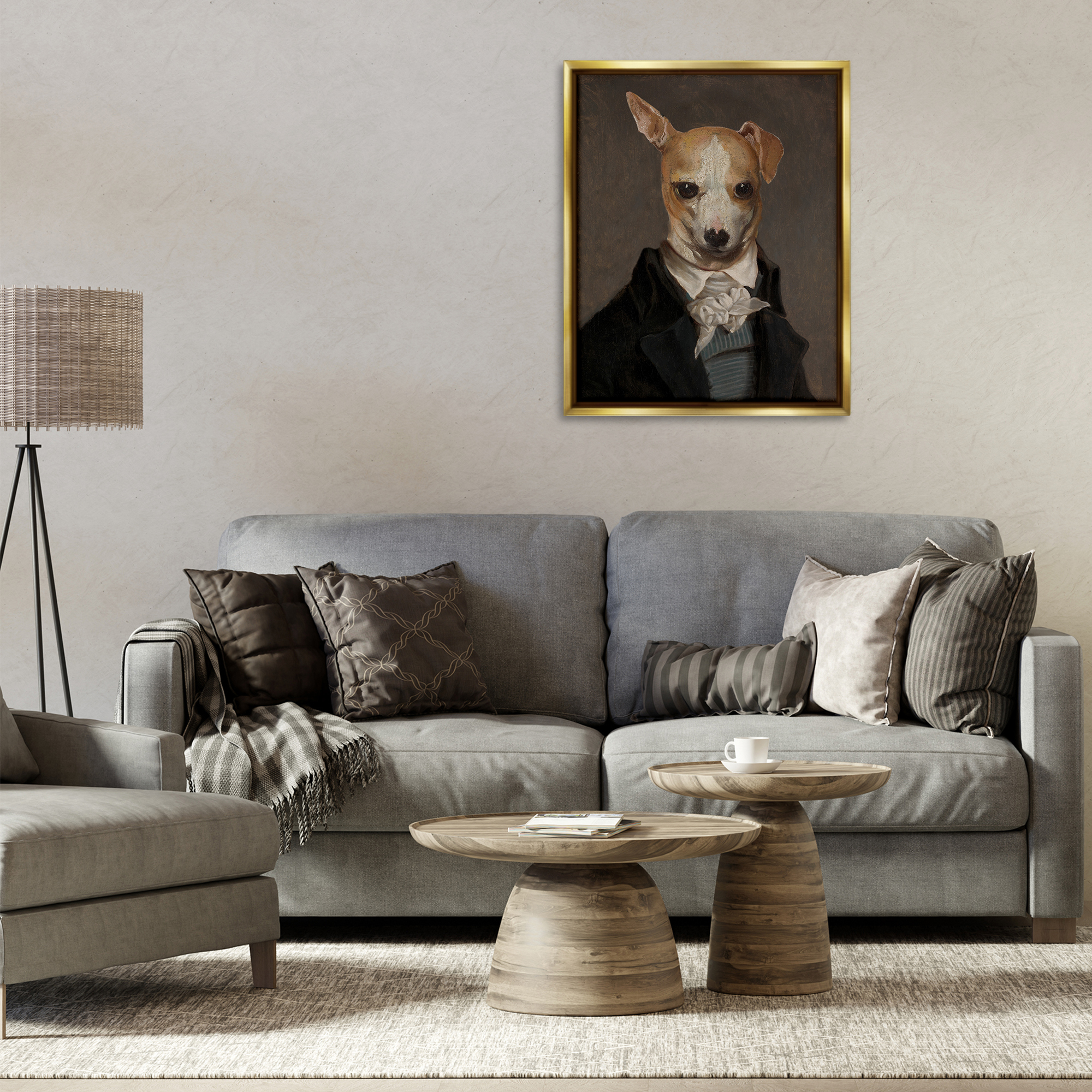 Stupell Industries Classic Portrait Chihuahua Animals & Insects Painting Gold Floater Framed Canvas Art Print Wall Art, 25 x 31