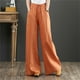 thumbnail image 4 of Pantalones de pierna ancha de lino y algodón para mujer, pantalones de pierna recta con cordón para fregar, para uso diario, 4 of 7