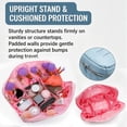 thumbnail image 5 of Large Capacity Travel Makeup Bag with Adjustable Dividers, Fold-Down Cosmetic Organizer, 27 Pockets & Brush Holders, Toiletry Case, 5 of 10