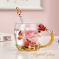 thumbnail image 4 of Taza OEAGO de cristal esmaltado con forma de mariposa y rosa, 330 ml, para mujer, 4 of 5