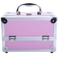 thumbnail image 1 of Aluminum Makeup Train Case Jewelry Box Cosmetic Organizer Stand with Mirror, 1 of 9