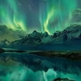 thumbnail image 6 of Acheng Aurora Borealis Mountains Lake Round Tablecloth 100% Polyester Fiber Full Width Single-Sided Printing 54-58, 6 of 8