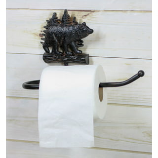 RG34 - Brown Bear Holding Roll of Toilet Tissue Wall Mounted Toilet Paper  Holder