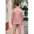 thumbnail image 4 of COOFANDY Men's 2 Pieces Cotton Linen Set Long Sleeve Henley Shirts Casual Beach Pants With Pockets Summer Yoga Outfits, 4 of 7