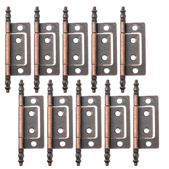 1 Set 10Pcs Cabinet Door Hinges Vintage Closet Door Hinges (Red Bronze)