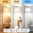thumbnail image 2 of DAYBETTER Floor Lamp for Living Room, Tall Standing Lamp with 3 Color Temperatures, 850 Lumens LED Bulb, Foot Switch, Modern Metal Pole with White Shade for Bedroom, Office (Black), 2 of 7