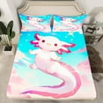 thumbnail image 2 of Manfei Kawaii Animal Teens Bed Sheets, Cartoon Axolotl Print King Sheets, Blue Pink Sheet Set, Ultra Soft Home Decor, 4pcs, 2 of 7