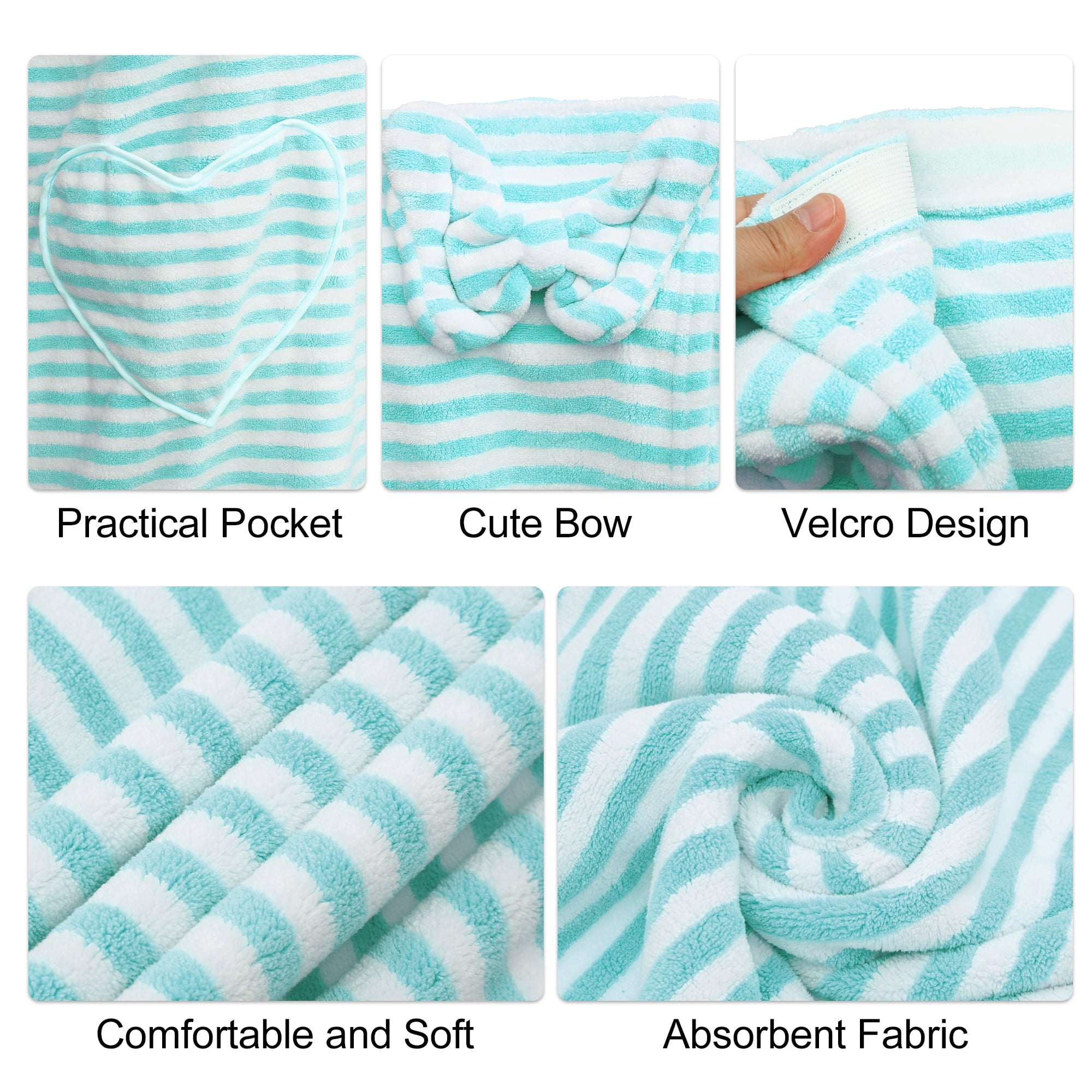 Unique Bargains Shower Wrap Towel for Women Coral Fleece 1 Pc Blue