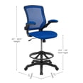 thumbnail image 5 of Emma + Oliver Mid-Back Blue Mesh Ergonomic Drafting Chair with Foot Ring and Flip-Up Arms, 5 of 12